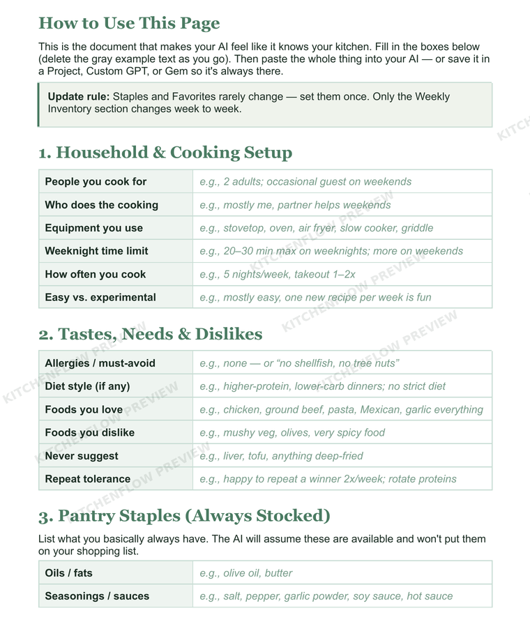 KitchenFlow Master Profile template page